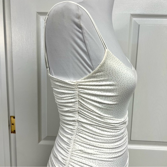 Lucy in the Sky Breakaway Sparkling Ruched Bodycon White Dress - Picture 7 of 12
